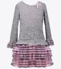 Bonnie Jean sweater knit with stripe mesh ruffle dress