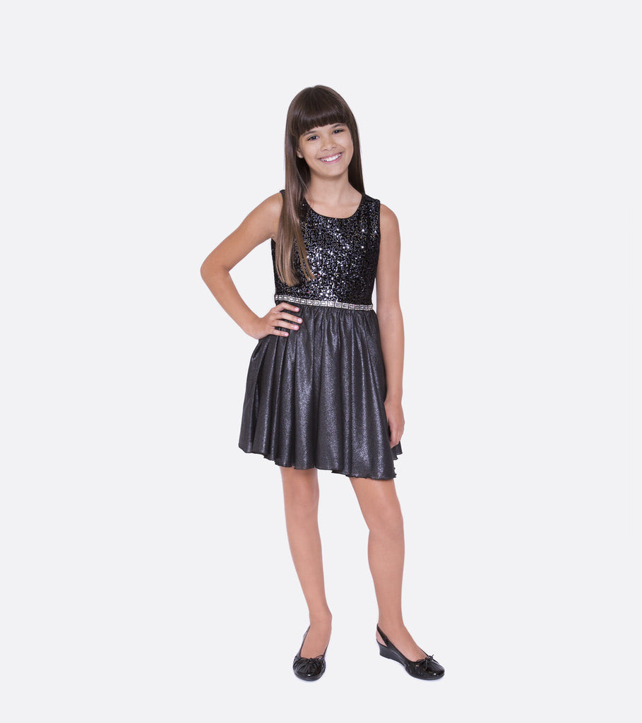 Bonnie jean black sequin and shimmer dress
