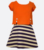 Bonnie Jean Navy and Orange Skirt Set