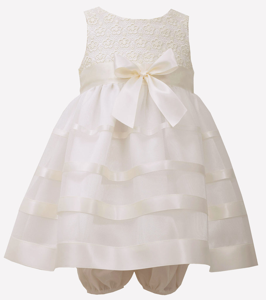 Bonnie Jean ivory ribbon party dress with panty