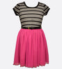 Novelty Knit Stripe to Bright Skirt with Belt