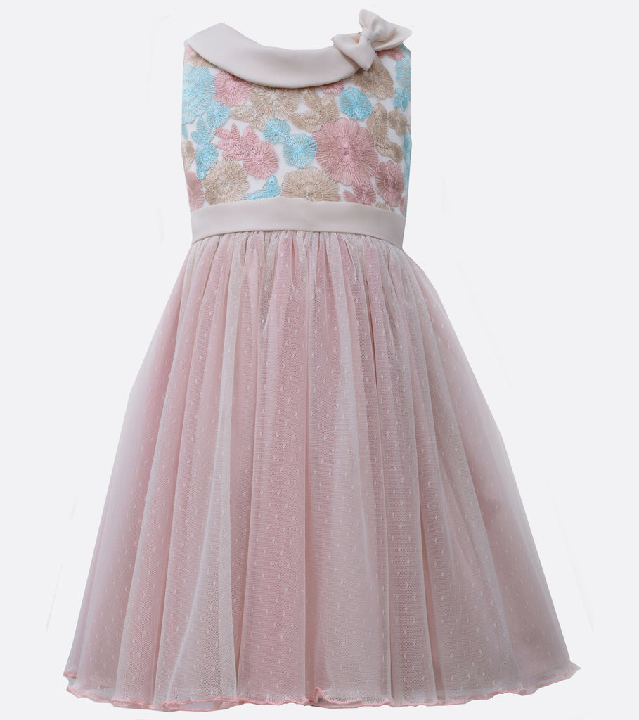 Bonnie Jean Blush Mesh Garden Party Dress