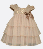 Bonnie Jean foiled brocade to tiered mesh party dress